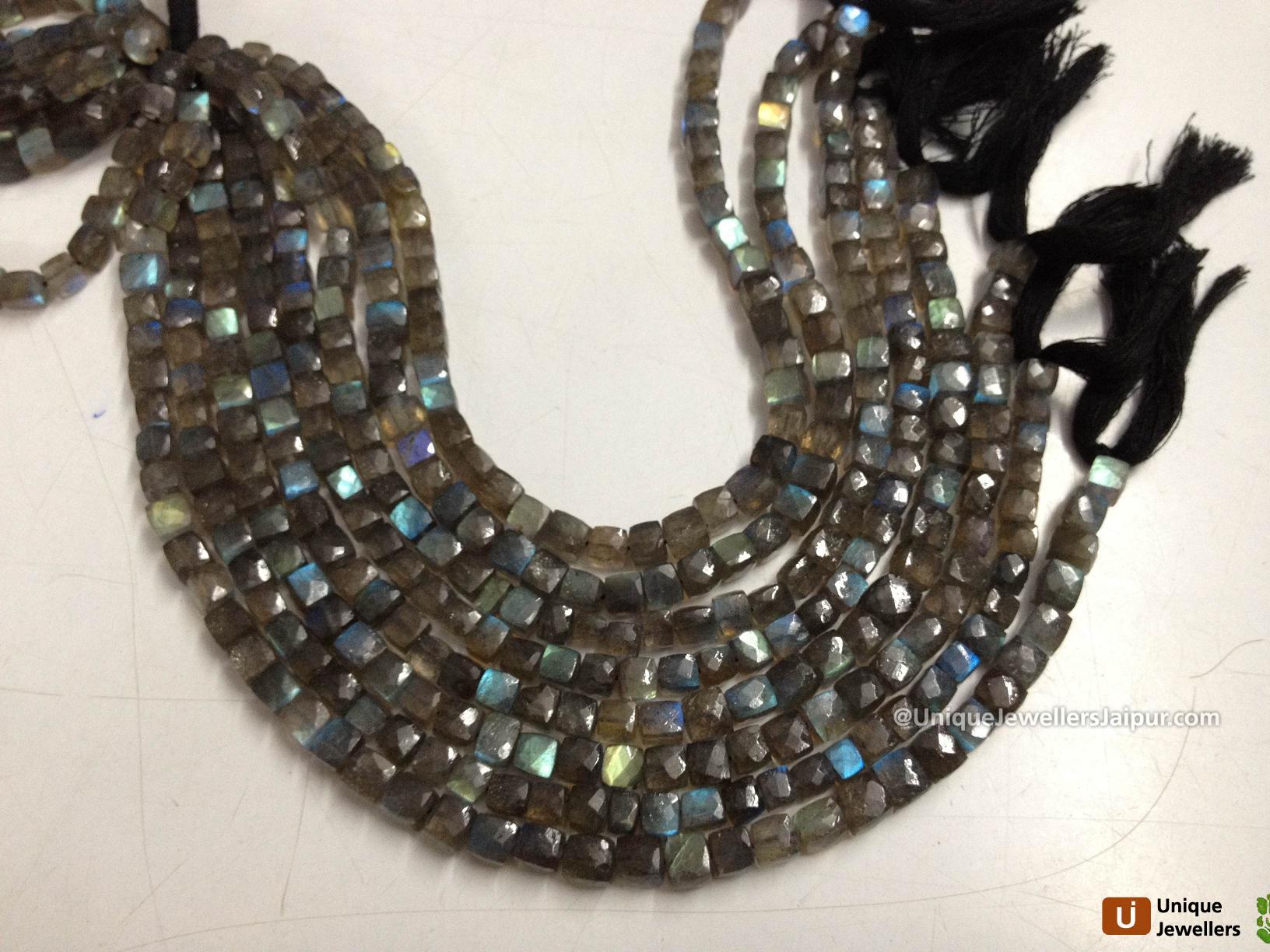 Labradorite Faceted Cube Beads